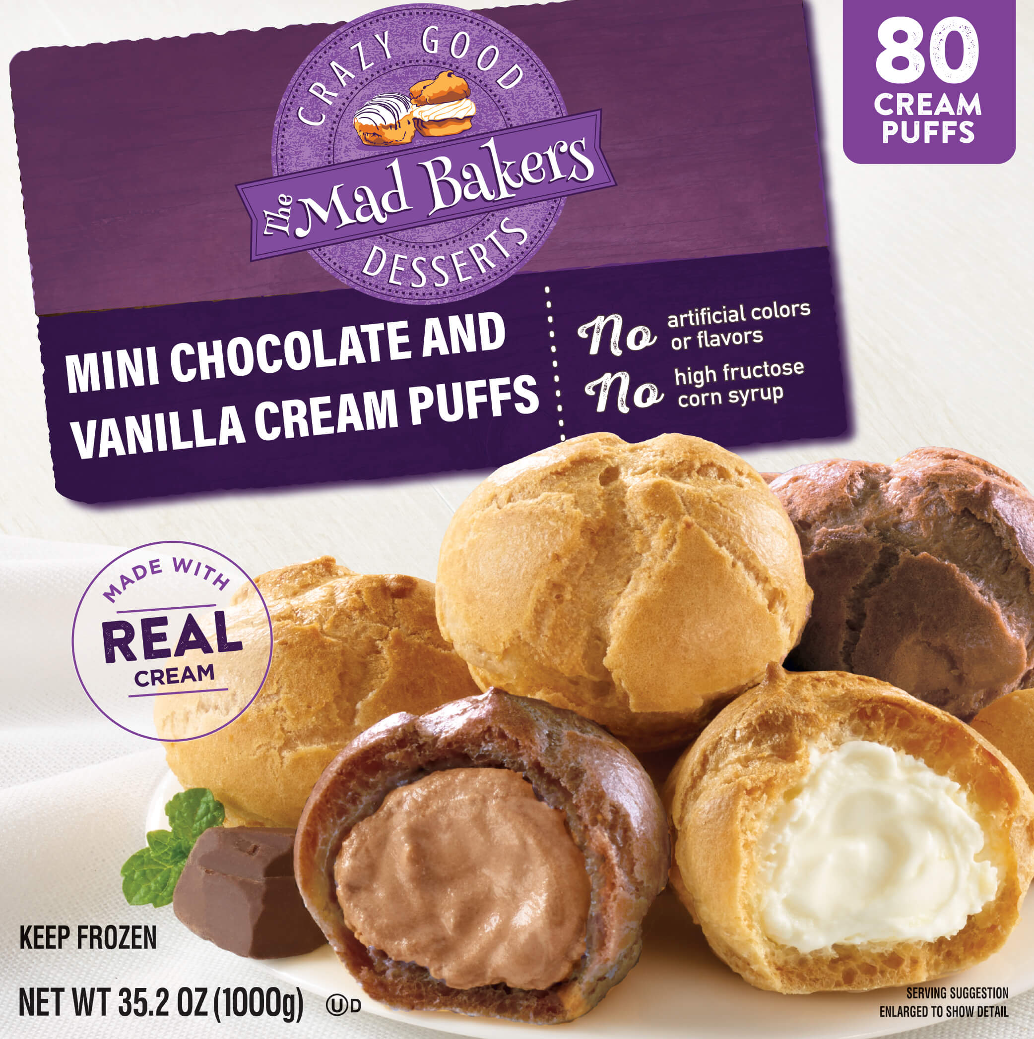 80 choc and vanilla cream puffs